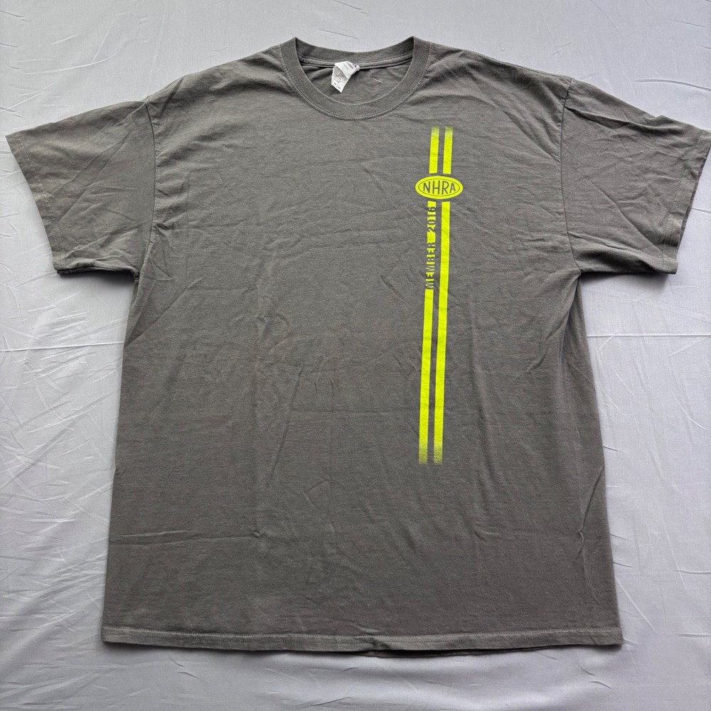 Gildan‎ NHRA Member 2016 Racing T-Shirt Mens XL Gray Neon Graphic Tee Motorsport